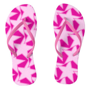 Modern Star Geometric - pale pink and fuchsia Flip Flops