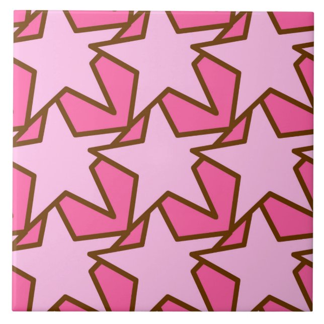 Modern Star Geometric Pattern, Coral & Pastel Pink Tile (Front)