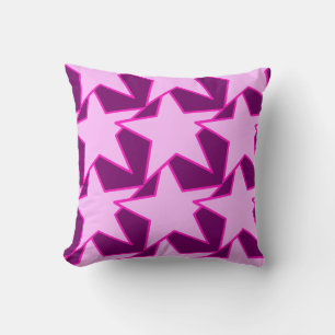 Modern Star Geometric - pink and amethyst purple Cushion