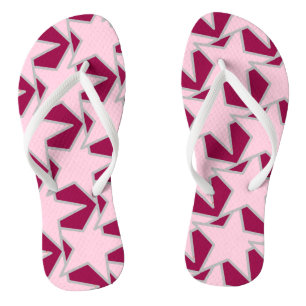 Modern Star Geometric - pink and burgundy Flip Flops