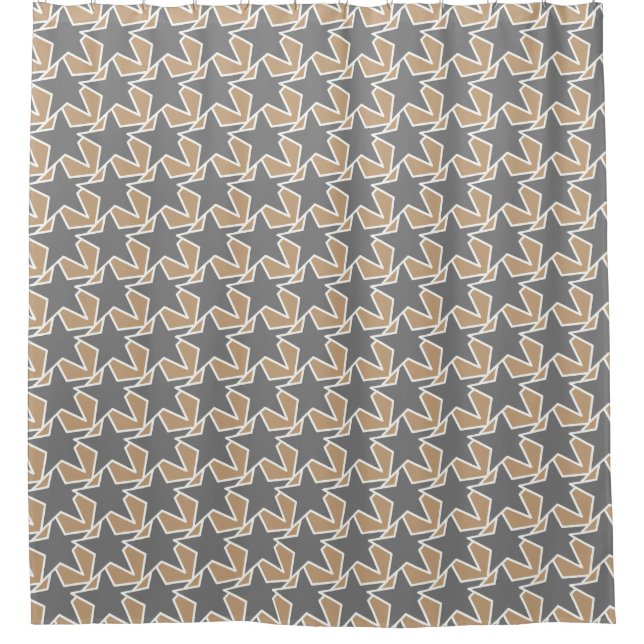 Modern Star Geometric - taupe and grey / grey Shower Curtain (Front)