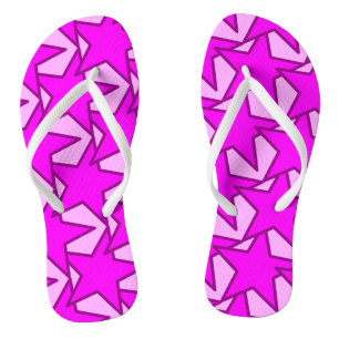 Modern Star Geometric - violet and pink Flip Flops