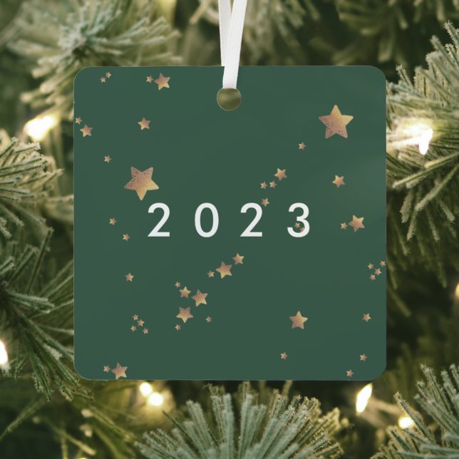 Modern Star Green White Christmas Happy Classic Metal Tree Decoration (Insitu)