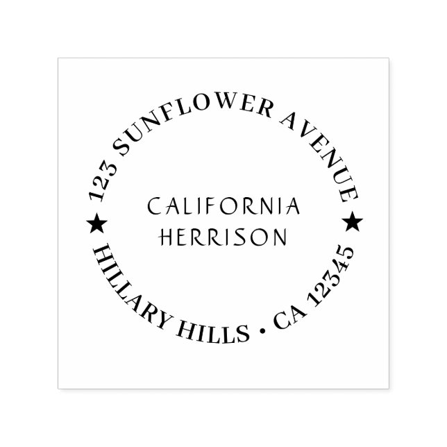 Modern Star | Handwritten Round Return Address Self-inking Stamp (Design)