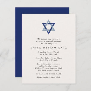 Modern Star of David Mitzvah Invitation