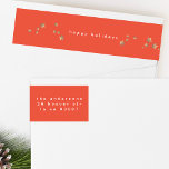 Modern Star Red Cherry Christmas Happy Holiday Wrap Around Label<br><div class="desc">Modern Star Red Cherry Christmas Happy Holiday wrap around label</div>