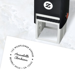 Modern Star   Script Round Return Address Self-inking Stamp
