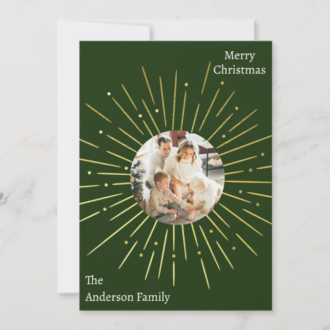 Modern Starburst Photo Christmas Holiday Card (Front)