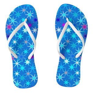 Modern Starburst Print, Deep Cerulean Blue Flip Flops