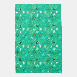 Modern Starburst Print, Turquoise and Aqua Tea Towel