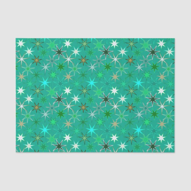 Modern Starburst Print, Turquoise and Aqua Tissue Paper (Front)