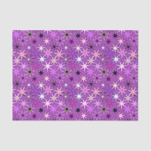 Modern Starburst Print, Violet Purple and Orchid Tissue Paper (Front)