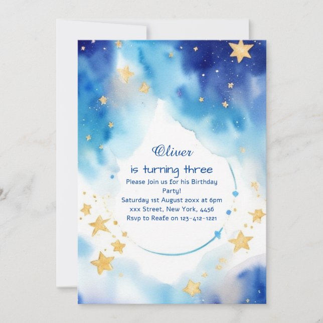  Modern Stardust Custom Birthday Invitation (Front)