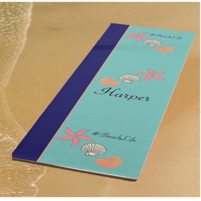 Modern Starfish and Seashells Ocean Beach Yoga Mat (Creator Uploaded)