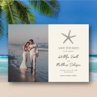 Modern Starfish Beach Ocean Wedding Save The Date