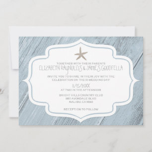 Modern Starfish Beach Wedding Invitations