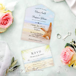 Modern Starfish Tropical Summer Beach Wedding All In One Invitation<br><div class="desc">Begin your journey to forever with this elegantly designed Modern Starfish Tropical Summer Beach Wedding All-in-One Invitation. Immerse your guests in a tropical bliss right in the comfort of their home, inspiring them of tranquil beach waves, salt-infused breezes, and crystal-clear waters as they unfurl this beautiful invitation. Personalise the invite...</div>