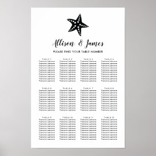 Modern Starfish Wedding Seating Chart Sign