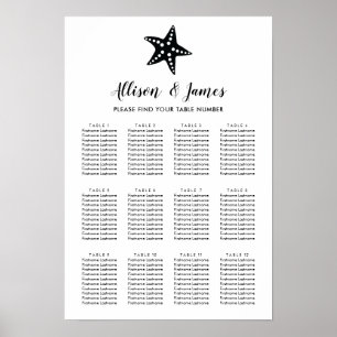 Modern Starfish Wedding Seating Chart Sign