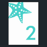 Modern Starfish Wedding Table Number Card, Aqua<br><div class="desc">Simple. Modern. Elegant Starfish Table Number Cards to help your guests find their seats.  Please customise with the numbers you need,  and add to your cart one card at a time.  Cards coordinate with my modern starfish wedding suite.</div>