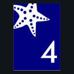 Modern Starfish Wedding Table Number Card, Navy<br><div class="desc">Simple. Modern. Elegant Starfish Table Number Cards to help your guests find their seats.  Please customise with the numbers you need,  and add to your cart one card at a time.  Cards coordinate with my modern starfish wedding suite.</div>