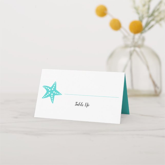 Modern Starfish Wedding Table Number Place Card (Front)