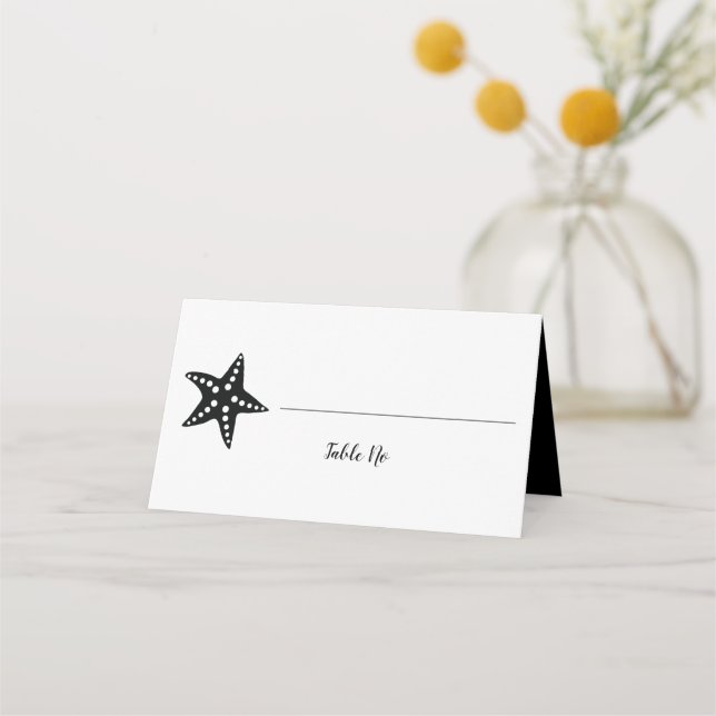 Modern Starfish Wedding Table Number Place Cards (Front)