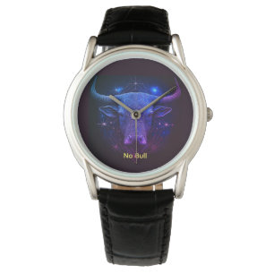Modern Starry Blue "No Bull" Taurus Watch
