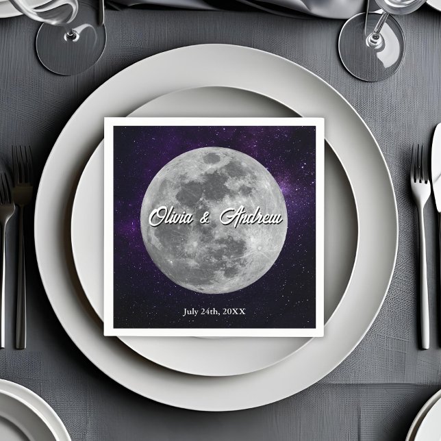 Modern Starry Night Full Monn Wedding  Napkin (Creator Uploaded)