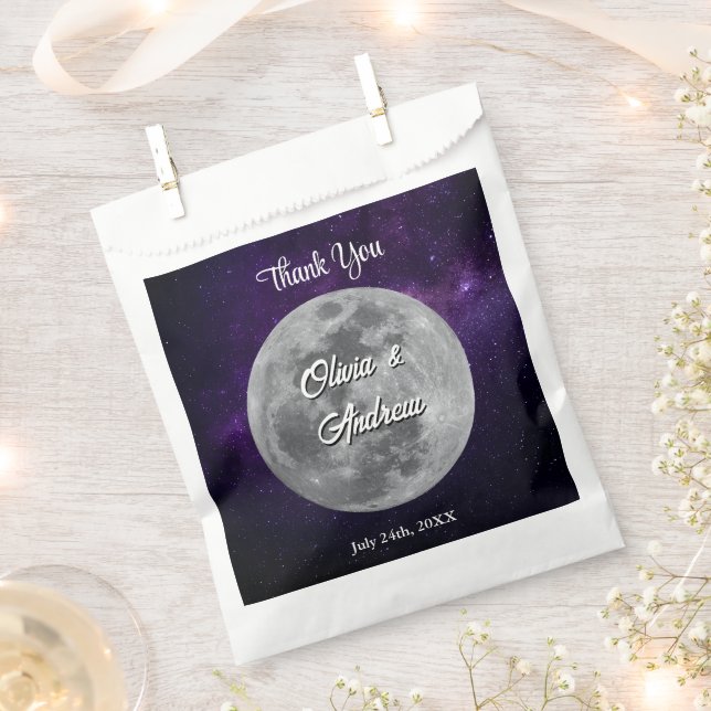 Modern Starry Night Full Monn Wedding Thank You Favour Bags (Clipped)