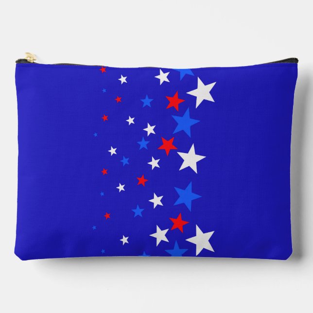 Modern Starry Pattern in Blue, Red and White  Accessory Pouch (Front)
