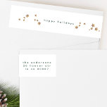 Modern Starry Snow White Christmas Happy Holiday Wrap Around Label<br><div class="desc">Modern Starry Snow White Christmas Happy Holiday wrap around label</div>