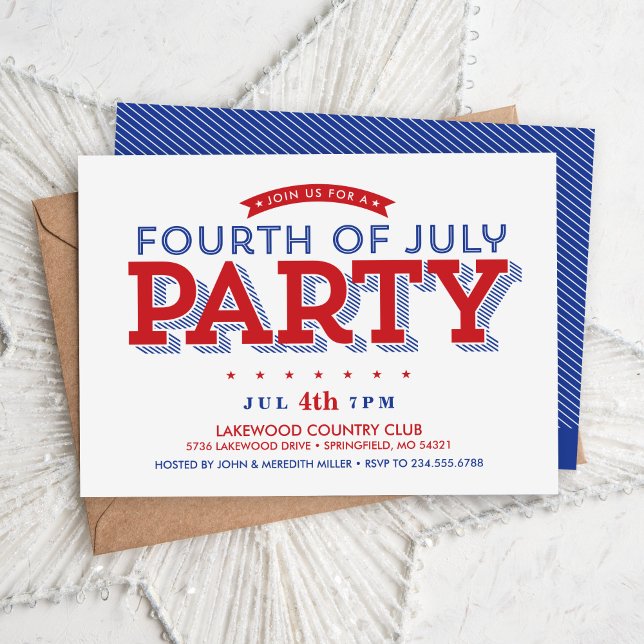Modern Stars and Stripes 4th of July Party Invitation (Creator Uploaded)