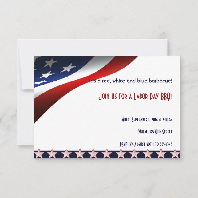 Modern Stars and Stripes Forever Flag Labour Day Invitation (Front)