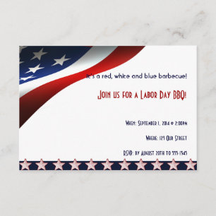 Modern Stars and Stripes Forever Flag Labour Day Invitation