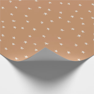 Modern Stars Christmas Wrap in Golden Yellow Wrapping Paper