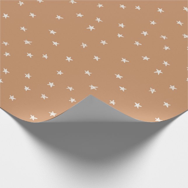 Modern Stars Christmas Wrap in Golden Yellow Wrapping Paper (Corner)