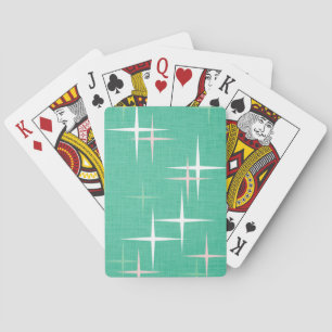 Modern Stars on Teal       Playing Cards