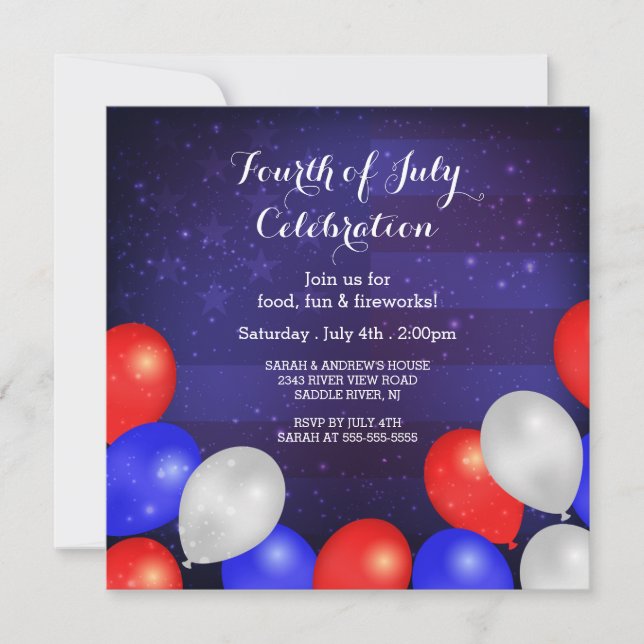 Modern Stars & Stripes 4th of July Invitation (Front)