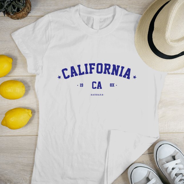 MODERN STATE CITY CUSTOM NAME CALIFORNIA SUMMER T-Shirt (summer vacation city state custom name california cali birthday year blue t-shirt)