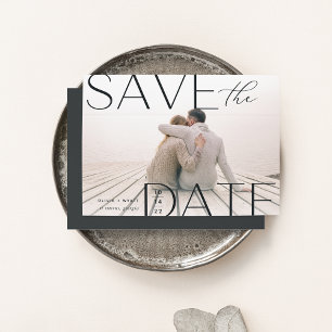 Modern Statement Horizontal Photo Save The Date