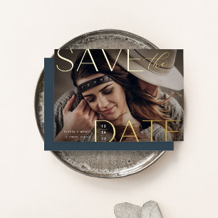 Modern Statement Horizontal Photo Save The Date