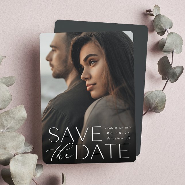 Modern Statement | Vertical Photo Save The Date (Creator Uploaded)