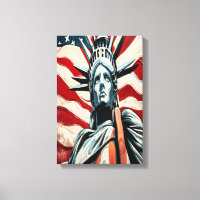 Modern Statue of Liberty with American Flag Art