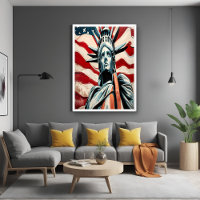 Modern Statue of Liberty with American Flag Art