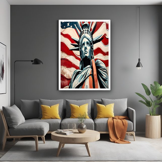 Modern Statue of Liberty with American Flag Art Poster (Creator Uploaded)