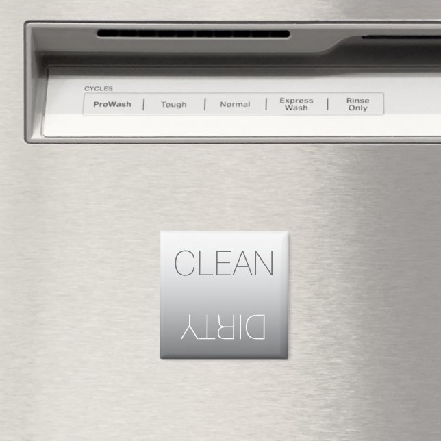Modern Steel Grey Clean or Dirty Dishwasher Magnet (In Situ (Dishwasher))