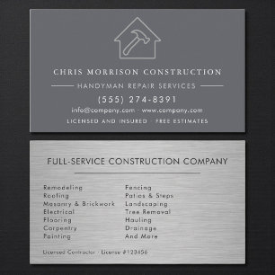 Modern Steel Industrial Handyman Construction Business Card