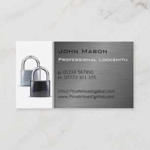 Modern Steel Padlock, Locksmith Business Card