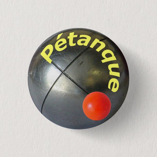 Modern steel petanque ball design 3 cm round badge (Front)